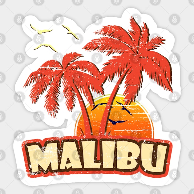 Malibu Vintage Sunset Sticker by bridgewalker